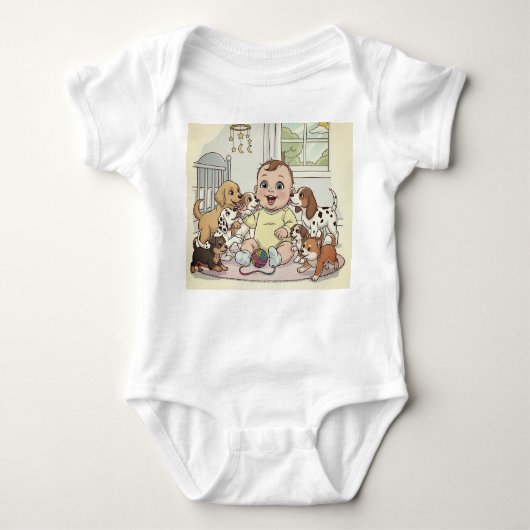 schattige Baby en honden Cartoon Baby Romper (Voorkant)