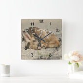 Schattige Baby Fawn Vierkante Klok (Huis)