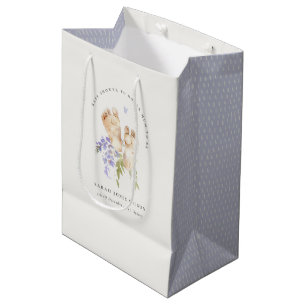 Schattige Baby Feet Blauw Bloemen Jongen Baby show Medium Cadeauzakje