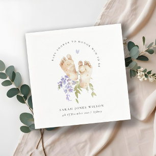 Schattige Baby Feet Blauw Bloemen Jongen Baby show Servet