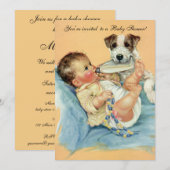 Schattige Baby Fles Puppy Hond, Baby shower Kaart (Voorkant / Achterkant)