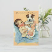  Schattige Baby Fles Puppy Hond, Baby shower Kaart (Staand voorkant)