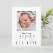 Schattige Baby Foto Geboorte Aankondiging (Staand voorkant)