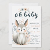Schattige Baby Fox Baby shower uitnodiging (Voorkant)