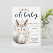 Schattige Baby Fox Baby shower uitnodiging (Staand voorkant)