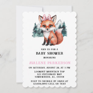 Schattige Baby Fox Waterverf Meisje Baby shower Kaart