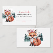 Schattige Baby Fox Waterverf meisje luier Raffle Visitekaartje (Voorkant / Achterkant)