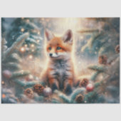 Schattige Baby Fox Winter Wonderland Decoupage Tissuepapier (Voorkant)