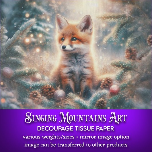 Schattige Baby Fox Winter Wonderland Decoupage Tissuepapier