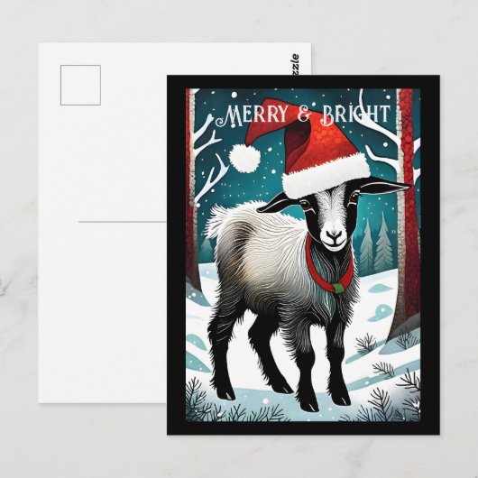 Schattige Baby Geit Kind Forest Santa Animal Chris Briefkaart (Voorkant / Achterkant)