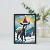 Schattige Baby Geit Kind Santa Animal Christmas Briefkaart (Staand voorkant)