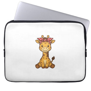 Schattige baby-giraf met strik vintage vector ontw laptop sleeve