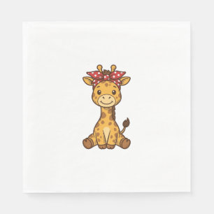 Schattige baby-giraf met strik vintage vector ontw servet