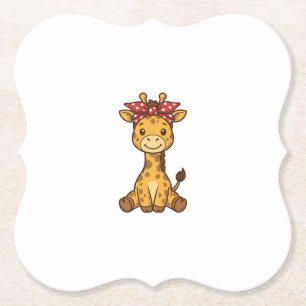 Schattige baby-giraf met strik vintage vectorontwe kartonnen onderzetters