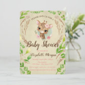 Schattige baby-giraffe, bladeren kaart (Staand voorkant)