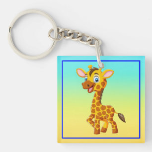 Schattige baby-giraffe glimlachend cartoon-35280 sleutelhanger