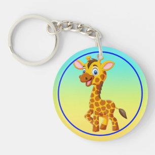 Schattige baby-giraffe glimlachend cartoon-35280 sleutelhanger