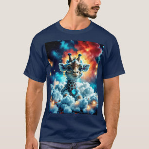 Schattige Baby Giraffe Head in Clouds T-shirt
