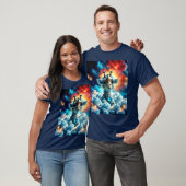 Schattige Baby Giraffe Head in Clouds T-shirt (Unisex)