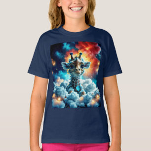 Schattige Baby Giraffe Head in Clouds T-shirt