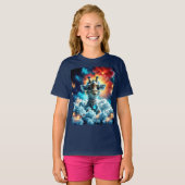 Schattige Baby Giraffe Head in Clouds T-shirt (Voorkant volledig)