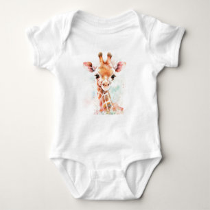 Schattige Baby Giraffe Hoofd, Dierentuin. safari Romper