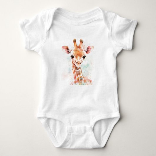Schattige Baby Giraffe Hoofd, Dierentuin. safari Romper (Voorkant)