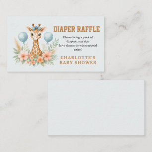 Schattige Baby Giraffe Jongen Baby Shower Blauwe Informatiekaartje