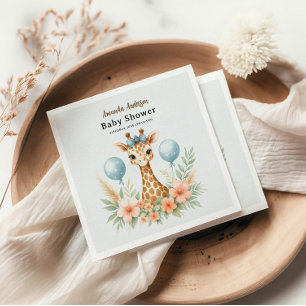 Schattige baby-giraffe-jongen baby shower Blauwe Servet