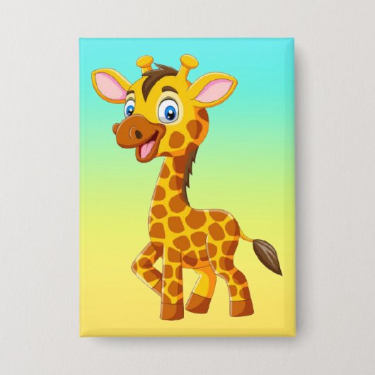 Schattige baby-giraffe lachende cartoon-35280 button (Voorkant)