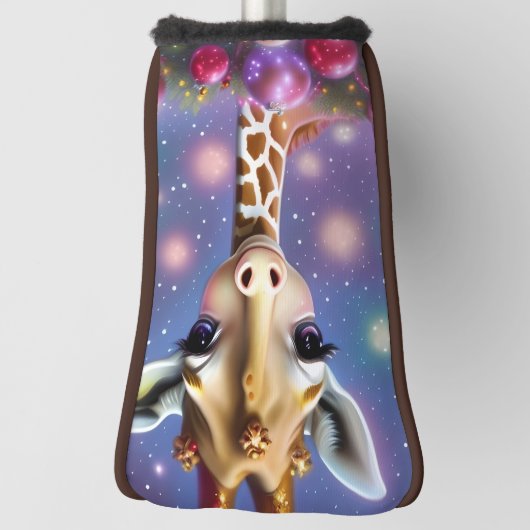 Schattige Baby Giraffe met Holly en Glitter Golfheadcover (Draai 90)