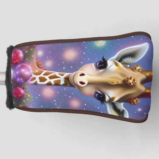 Schattige Baby Giraffe met Holly en Glitter Golfheadcover (Voorkant)