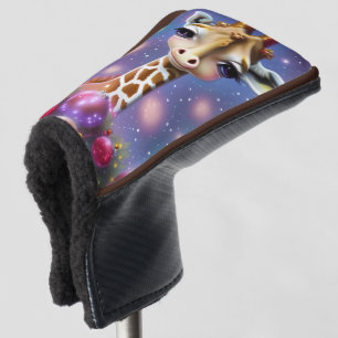 Schattige Baby Giraffe met Holly en Glitter Golfheadcover