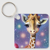 Schattige Baby Giraffe met Holly en Glitter Sleutelhanger (Voorkant)