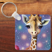 Schattige Baby Giraffe met Holly en Glitter Sleutelhanger (Voorkant)