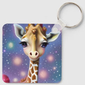 Schattige Baby Giraffe met Holly en Glitter Sleutelhanger (Achterkant)