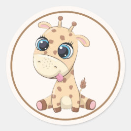 Schattige Baby Giraffe met roze oorlogen, poten, t Ronde Sticker