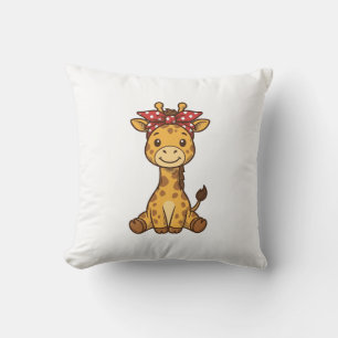 Schattige baby-giraffe met strik vintage vector on kussen