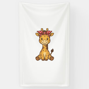 Schattige baby-giraffe met strik vintage vector on spandoek