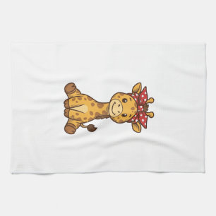 Schattige baby-giraffe met strik vintage vector on theedoek