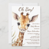 Schattige Baby Giraffe Oh Boy Baby shower Kaart (Voorkant)
