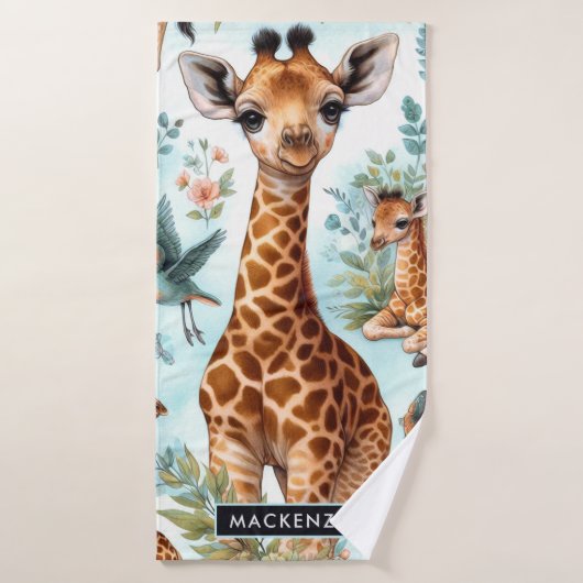 Schattige Baby Giraffe Patroon Badhanddoek (Badhanddoek)