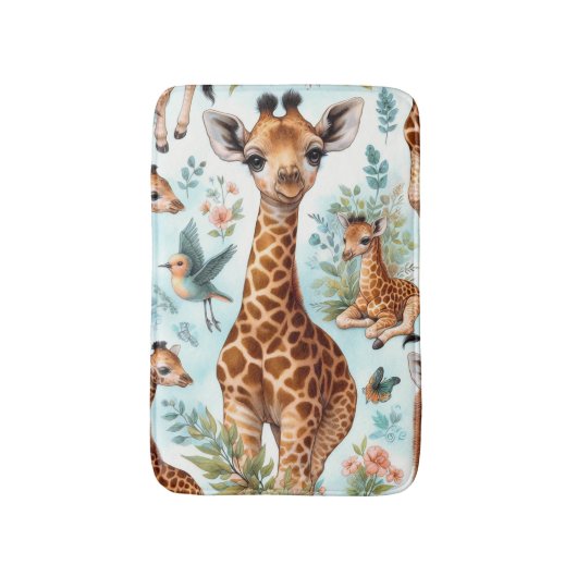 Schattige Baby Giraffe Patroon Badmat (Voorkant Verticaal)