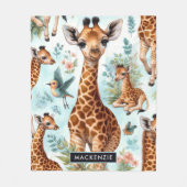 Schattige Baby Giraffe Patroon Fleece Deken (Voorkant)
