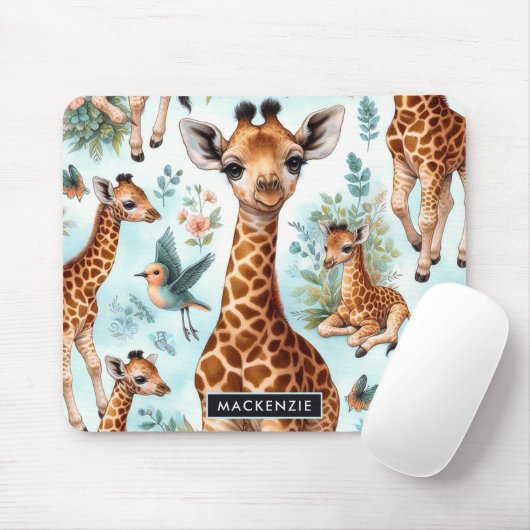 Schattige Baby Giraffe Patroon Muismat (Met muis)