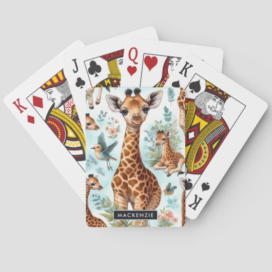 Schattige Baby Giraffe Patroon Pokerkaarten (Achterkant)