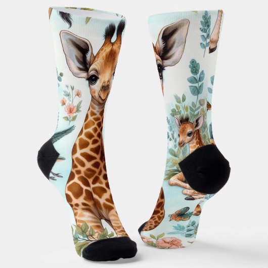  Schattige Baby Giraffe Patroon Sokken (Gebogen)