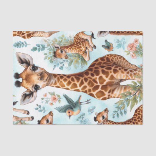  Schattige Baby Giraffe Patroon Tissuepapier (Voorkant)