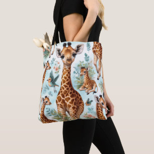 Schattige Baby Giraffe Patroon Tote Bag