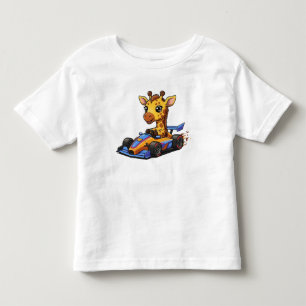 Schattige baby-giraffe raceauto bestuurder kinder shirts